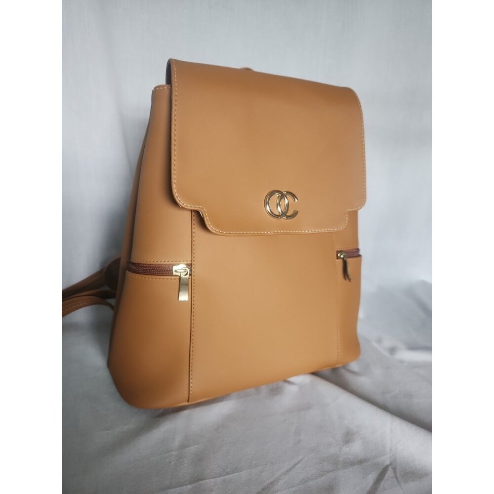 RYM Tan Backpack Purse Handbag Columbian Multiple Pockets Adjustable